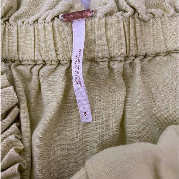 Free People Everything Green Off The Shoulder Linen Blend Top 6 - Picture 4 of 7